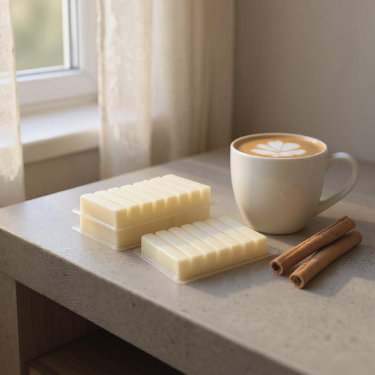 Aretii Caramel Pumpkin Latte 100g wax melts in clear clam shell.