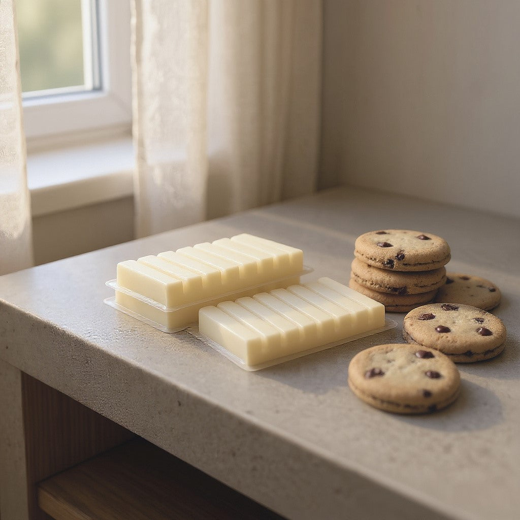 Aretii Choc Chip Cookie 100g wax melts in clear clam shell.