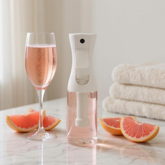 Aretii Exotic Pink Champagne room spray 200ml clear bottle with continuous mist spray.