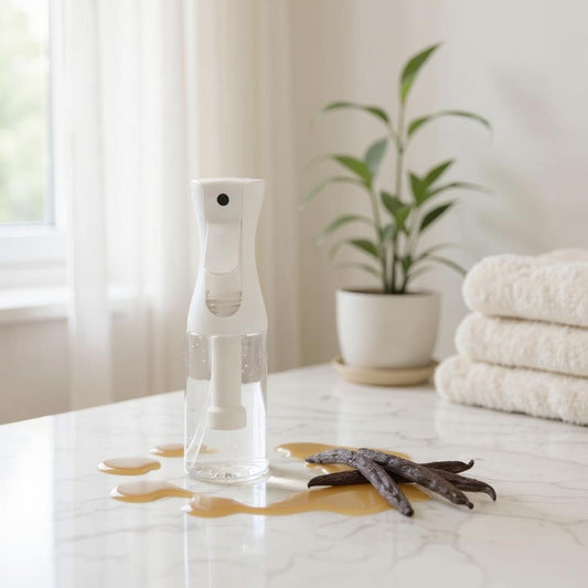 Aretii Vanilla Caramel room spray 200ml clear bottle with continuous mist spray.